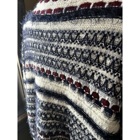 Lane Bryant Open Front Cardigan Sweater Eyelash Knit Ivory Blue Burgundy 22/24 - Picture 3 of 7